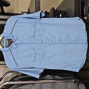 Machine Men's button up short sleeve shirt, Large